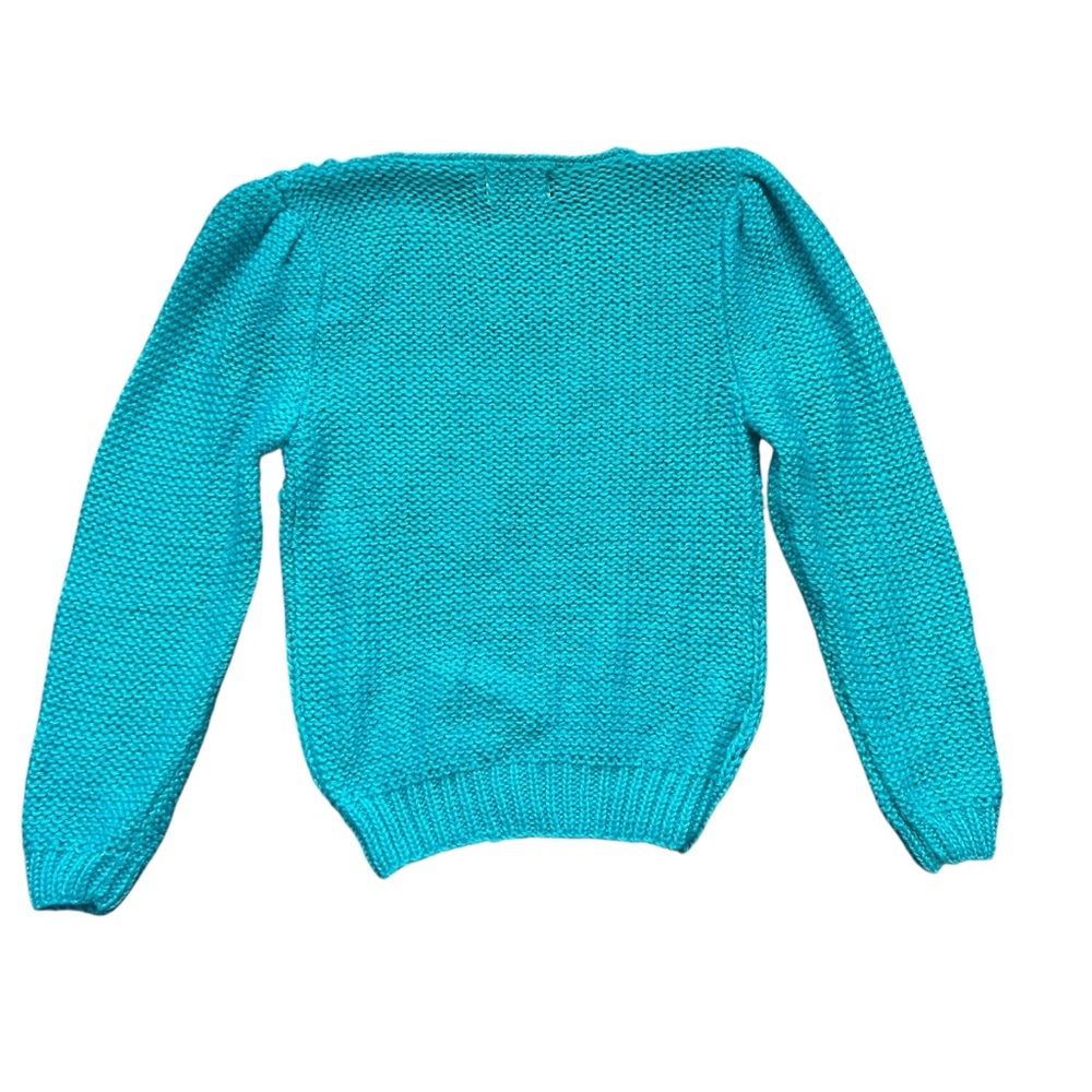 VTG Danik of California Sweater SZ L Aqua Retro Boho Cabincore Cozy Hipster - Picture 2 of 9